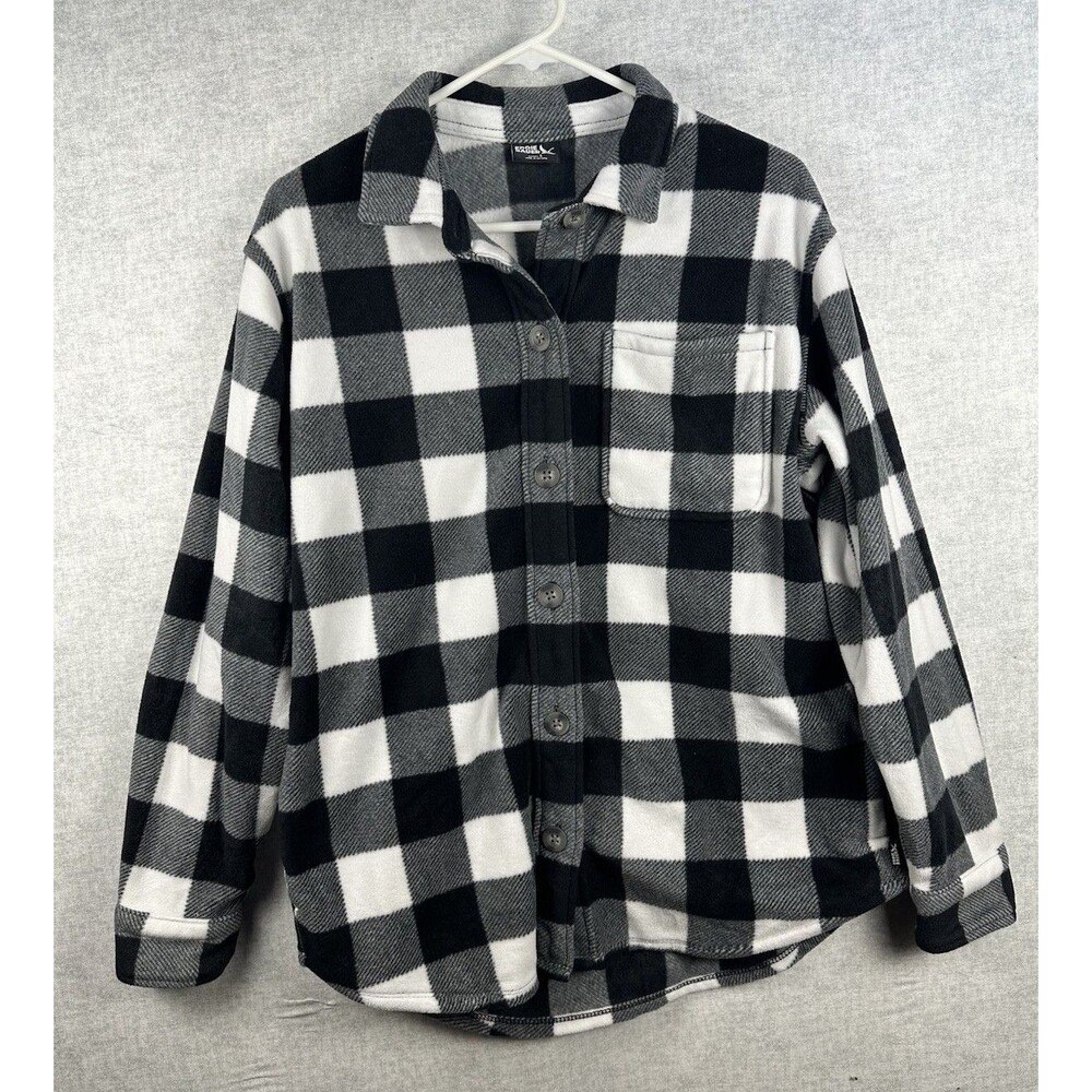 Eddie Bauer Women's Soft Microfleece Button-Up Shirt | Black/White Small